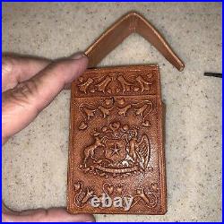 Vintage Lovely Leather Cigarette Pack Holder Made in Chile? 1970's