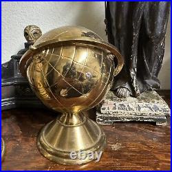 Vintage Mid-Century Modern Brass Globe Cigarette Dispenser Holder MCM