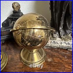 Vintage Mid-Century Modern Brass Globe Cigarette Dispenser Holder MCM