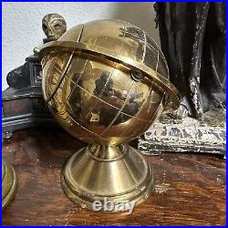 Vintage Mid-Century Modern Brass Globe Cigarette Dispenser Holder MCM