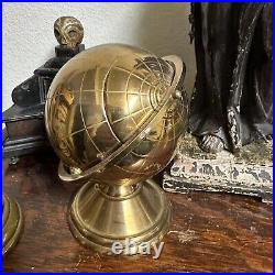 Vintage Mid-Century Modern Brass Globe Cigarette Dispenser Holder MCM