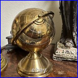 Vintage Mid-Century Modern Brass Globe Cigarette Dispenser Holder MCM