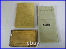 Vintage Napier Sterling + 14K Gold Cigarette Case Original Felt Pouch Box 612/90