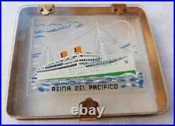 Vintage Rare Transparent Cigarettes Case Pacific Queen Ship England Navigation