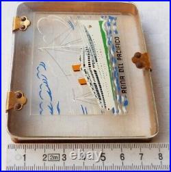 Vintage Rare Transparent Cigarettes Case Pacific Queen Ship England Navigation