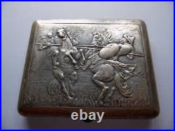 Vintage Russian Neusilber Silver Cigarette Case Historical Plot, Retro Collectib