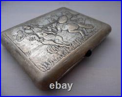 Vintage Russian Neusilber Silver Cigarette Case Historical Plot, Retro Collectib