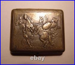 Vintage Russian Neusilber Silver Cigarette Case Historical Plot, Retro Collectib