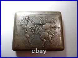 Vintage Russian Neusilber Silver Cigarette Case Historical Plot, Retro Collectib