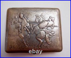 Vintage Russian Neusilber Silver Cigarette Case Historical Plot, Retro Collectib