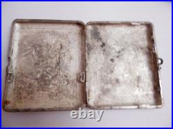 Vintage Russian Neusilber Silver Cigarette Case Historical Plot, Retro Collectib