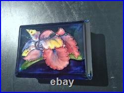 Vintage Signed Moorcroft Pottery England Blue Cigarette Case Jewelry Trinket Box