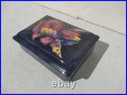 Vintage Signed Moorcroft Pottery England Blue Cigarette Case Jewelry Trinket Box