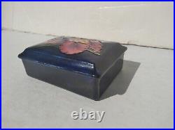 Vintage Signed Moorcroft Pottery England Blue Cigarette Case Jewelry Trinket Box