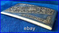 Vintage Silver Sovath Oriental Engraved Repousse Cigarette Case