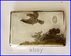 Vintage Sterling Silver with Gold Overlay and Inlay Mother of Pearl Cigarette Case