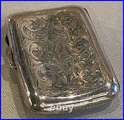 Vintage Tooled Silver Cigarette Case with Hallmarks