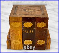 Vintage Traditional Wood Inlaid Smokers Advertising Cigarette Dispenser Box