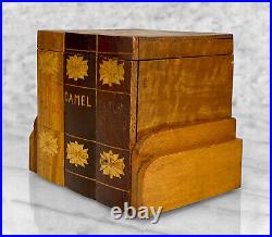 Vintage Traditional Wood Inlaid Smokers Advertising Cigarette Dispenser Box