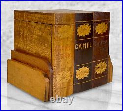 Vintage Traditional Wood Inlaid Smokers Advertising Cigarette Dispenser Box