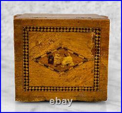 Vintage Traditional Wood Inlaid Smokers Advertising Cigarette Dispenser Box