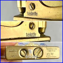 Vintage Trickettes by Wiesner of Miami Gold Tone Lighter & Cigarette Compact Box