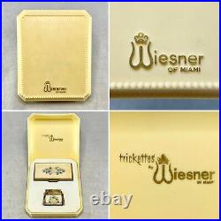 Vintage Trickettes by Wiesner of Miami Gold Tone Lighter & Cigarette Compact Box