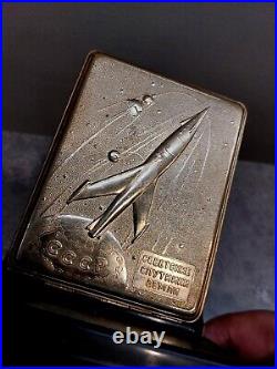 Vintage USSR Cigarette Case Soviet Space Program Souvenir of 60's