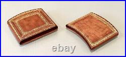 Vintage Unused Leather Covered Gold Tone Fancy Cigarette Card Holder Case