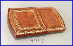 Vintage Unused Leather Covered Gold Tone Fancy Cigarette Card Holder Case