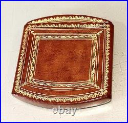 Vintage Unused Leather Covered Gold Tone Fancy Cigarette Card Holder Case