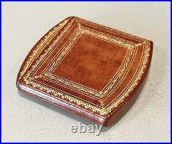 Vintage Unused Leather Covered Gold Tone Fancy Cigarette Card Holder Case