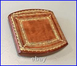 Vintage Unused Leather Covered Gold Tone Fancy Cigarette Card Holder Case