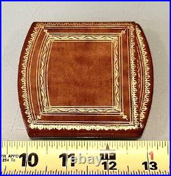 Vintage Unused Leather Covered Gold Tone Fancy Cigarette Card Holder Case