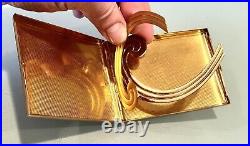 Vintage Unused Leather Covered Gold Tone Fancy Cigarette Card Holder Case