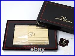 Vintage VALENTINO GARAVANI Logo Metal Cigarette Holder Case Gold WithBox Auth Rare