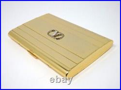 Vintage VALENTINO GARAVANI Logo Metal Cigarette Holder Case Gold WithBox Auth Rare