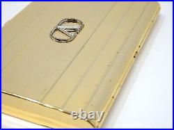 Vintage VALENTINO GARAVANI Logo Metal Cigarette Holder Case Gold WithBox Auth Rare