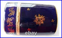 Vintage Very Rare Limoges France Cigarettes Case Cobalt Blue Porcelain Victorian