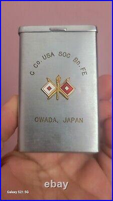 Vintage Vulcan Cigarette Box Case C Company Owada Japan US MILITARY Signal Corps