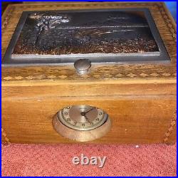 Vintage Wooden Pocket Watch Brevet 128780 Cigarette Dispenser Box