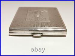 Vintage Ww2 Era Solid Silver(155 Gr) Beautiful Hand Carved Cigarette Box Case