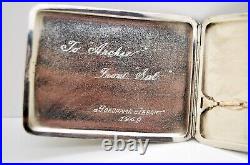 Vintage Yokohama Japan Silver Carved Flowers Cigarette Case / Holder Engraved