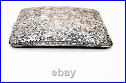 Vintage Yokohama Japan Silver Carved Flowers Cigarette Case / Holder Engraved