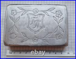 Vintage aluminum handmade cigarette case, WWII period