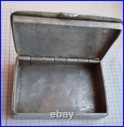 Vintage aluminum handmade cigarette case, WWII period