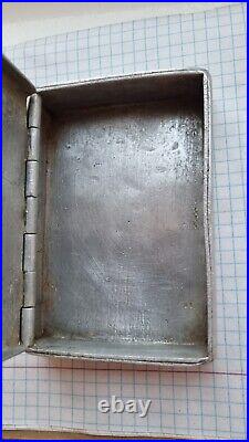 Vintage aluminum handmade cigarette case, WWII period