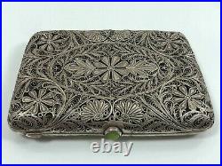 Vintage cigarette case Filigree card holder Silver snuff box Antique scan ORIGIN