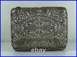 Vintage cigarette case Filigree card holder Silver snuff box Antique scan ORIGIN