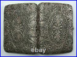 Vintage cigarette case Filigree card holder Silver snuff box Antique scan ORIGIN